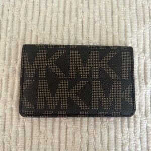 Michael Kors Classic MK Brown Leather Credit Card Mini Wallet 4”